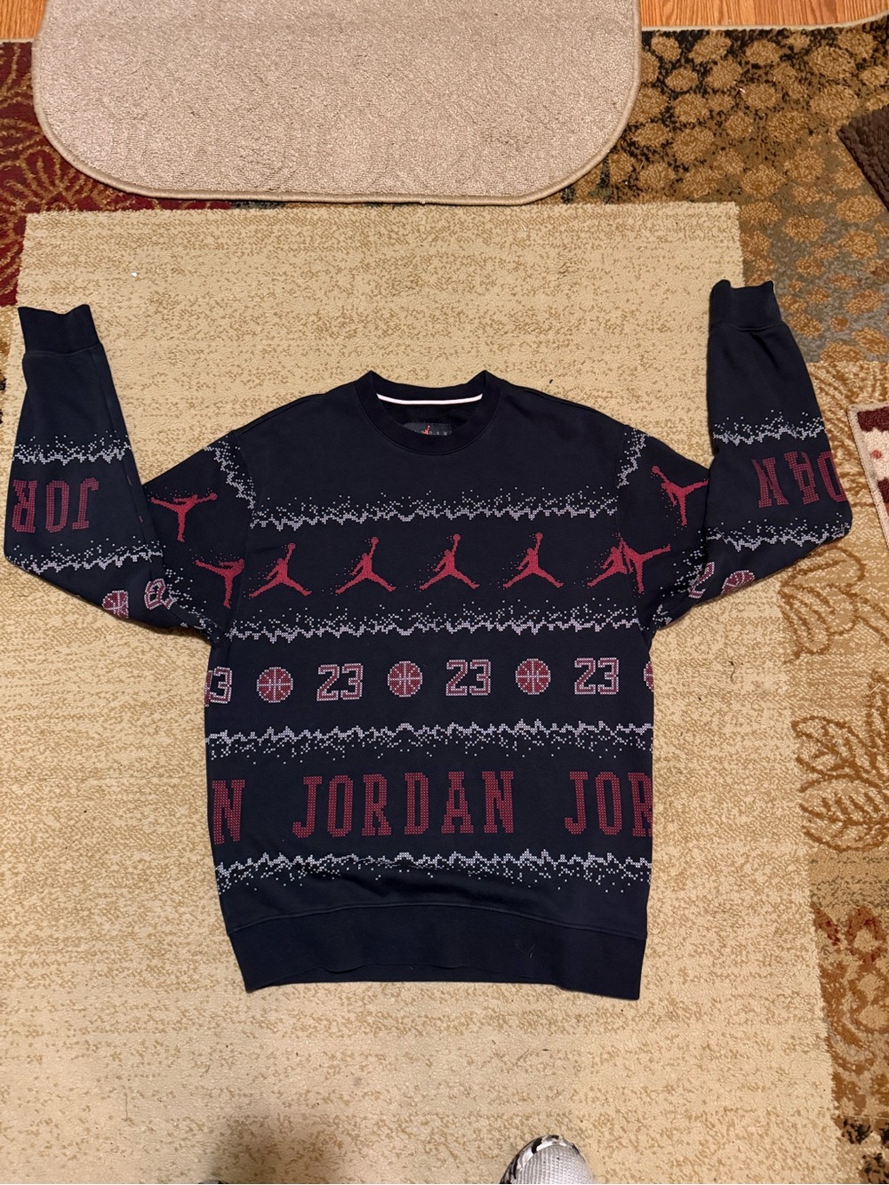 Jordan Black Sweatshirt with Red Graphic Accents